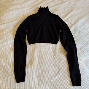 Bardot Black Turtleneck Cropped Knit Sweater